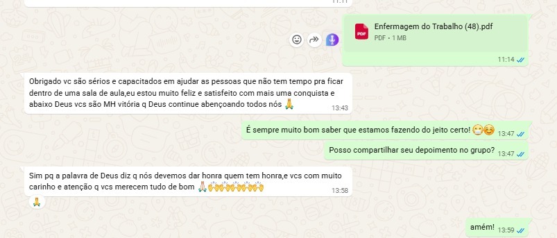 Print de depoimento real de aluno 2 no WhatsApp