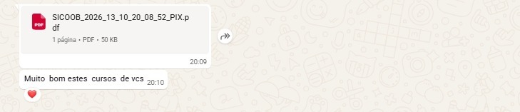 Print de depoimento real de aluno 1 no WhatsApp